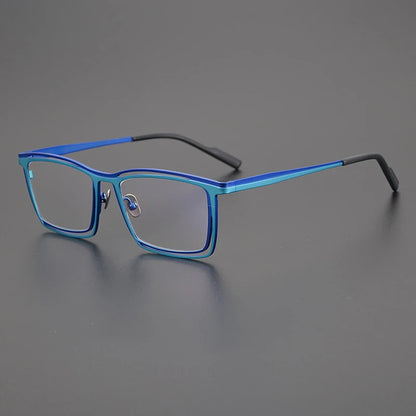 Titanium Electric Blue Square Prescription Eyeglasses | Bold Lightweight Rx Glasses – CINILY UK side view
