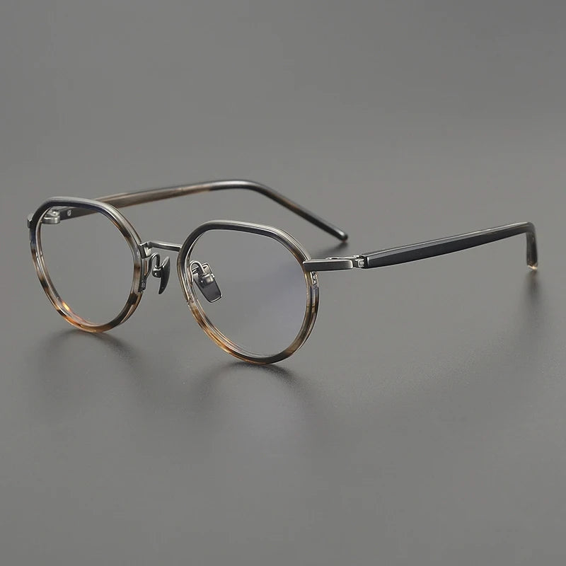 Titanium Acetate Panto Eyeglasses - Gray Tortoiseshell