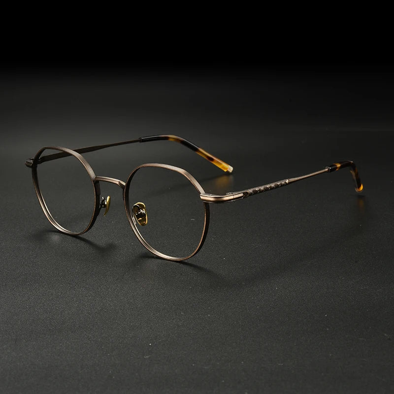 Japanese Titanium Wire Round Prescription Eyeglasses | Retro Optical Frame for Rx Lenses – CINILY UK - Tortoise