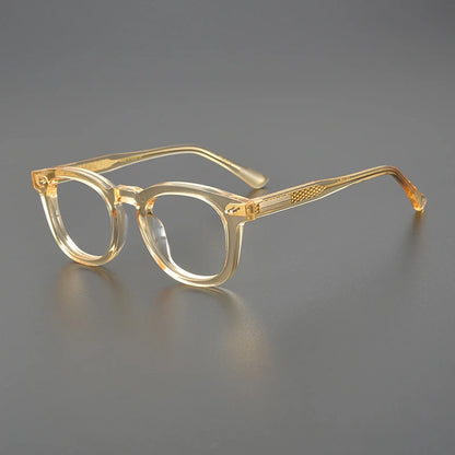 Acetate Amber Round Prescription Eyeglasses