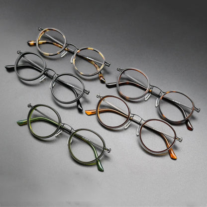 Ultra-Light Pure Titanium Vintage Round Optical Glasses Frame front view