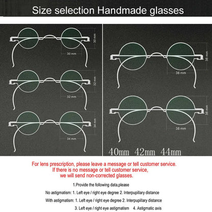 Vintage Handmade Small Round Prescription Glasses – Anti-Blue Light