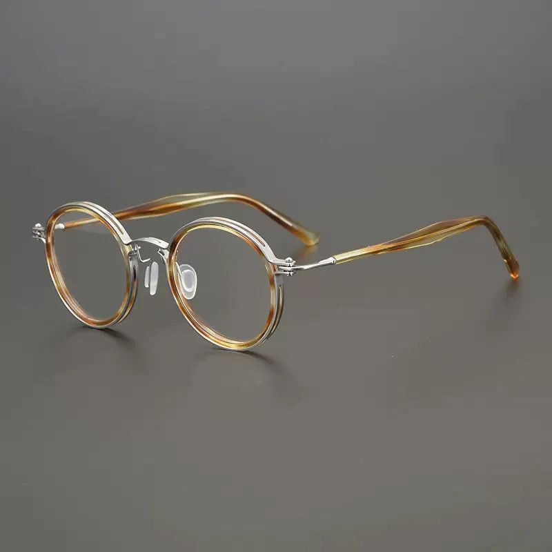 Ultra-Light Pure Titanium Vintage Round Optical Glasses Frame - C1