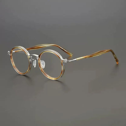 Ultra-Light Pure Titanium Vintage Round Optical Glasses Frame additional product view