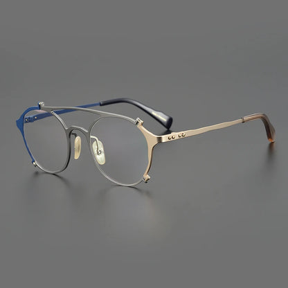 Japanese Titanium Browline Pilot Prescription Eyeglasses | Retro Optical Frame for Rx Lenses – CINILY UK