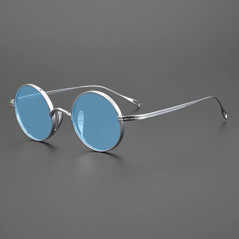 Ultra-Light Pure Titanium Polarised Vintage Small Round Sunglasses - silver