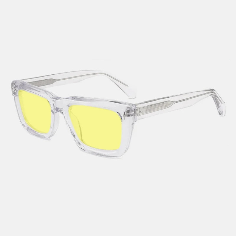 Vintage Thick Acetate Polarised Sunglasses | UV400 | Retro Square - Transparent
