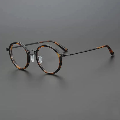 Ultra-Light Pure Titanium Vintage Round Optical Glasses Frame additional product view