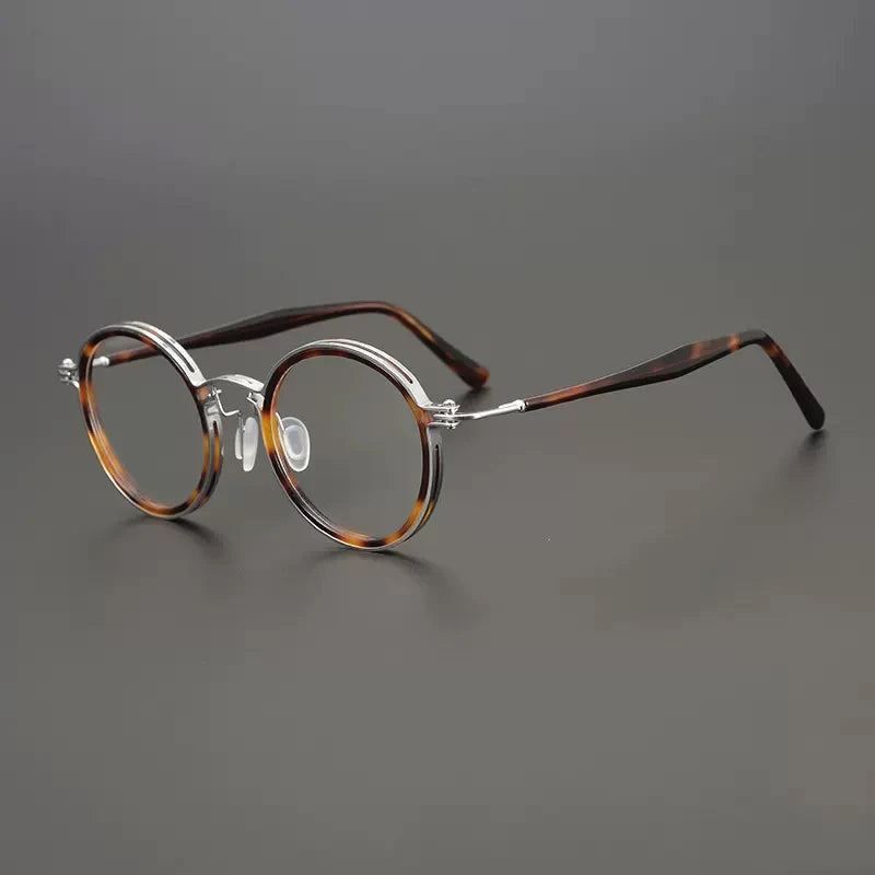 Ultra-Light Pure Titanium Vintage Round Optical Glasses Frame - C1
