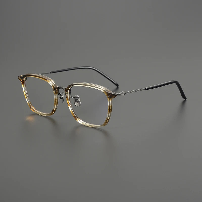 Titanium Geometric Square Prescription Eyeglasses