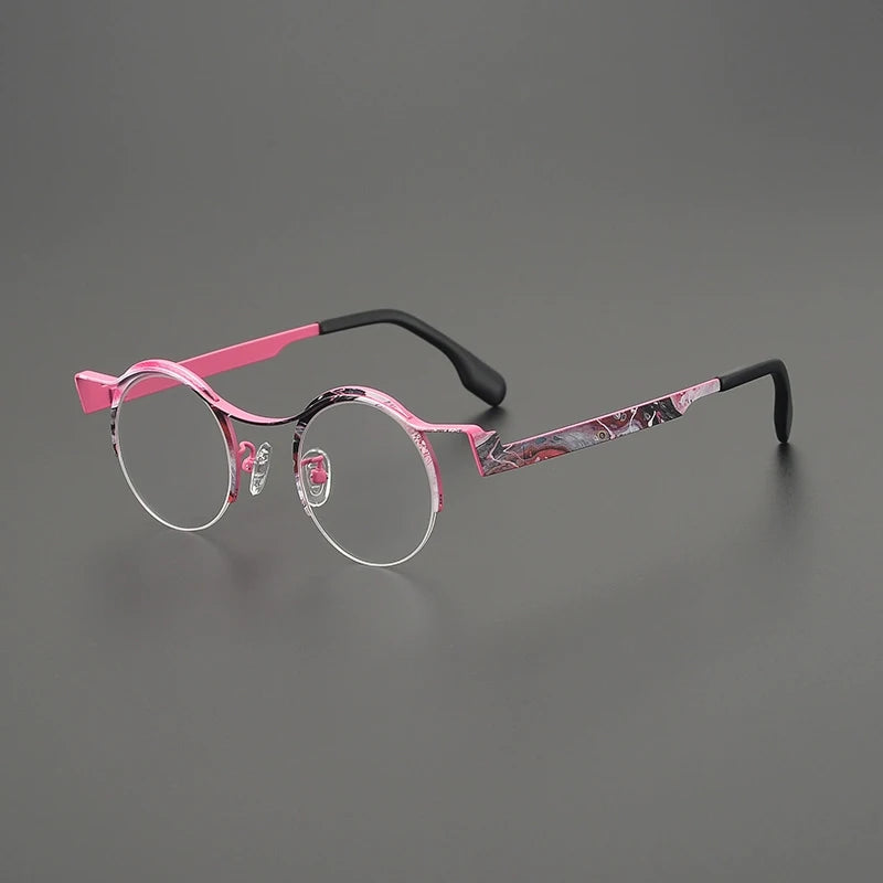 Titanium Artistic Round Prescription Eyeglasses | Colourful Lightweight Rx Glasses – CINILY UK - Pink