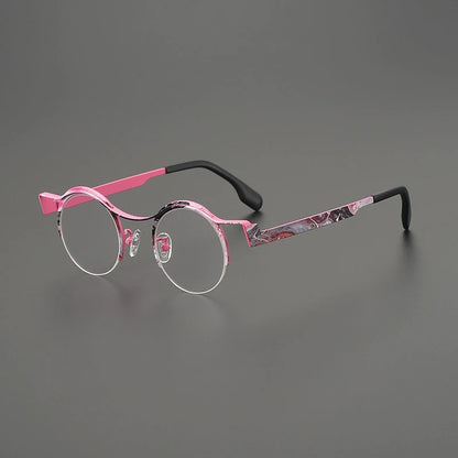 Titanium Artistic Round Prescription Eyeglasses | Colourful Lightweight Rx Glasses – CINILY UK frame detail