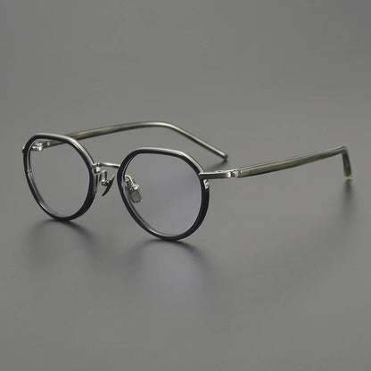 Titanium Acetate Panto Eyeglasses frame detail