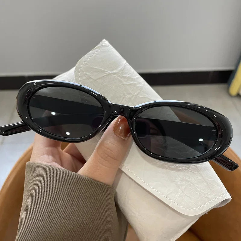 Plastic Cream Oval UV400 Sunglasses