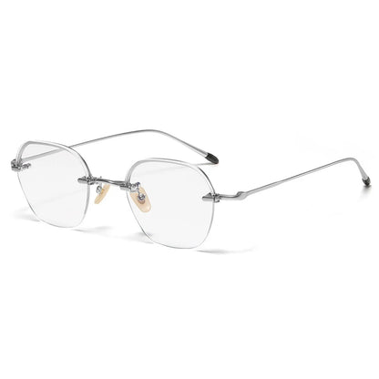 Titanium Rimless Geometric Prescription Eyeglasses | Ultra-Light Optical Frame for Rx Lenses – CINILY UK additional product view
