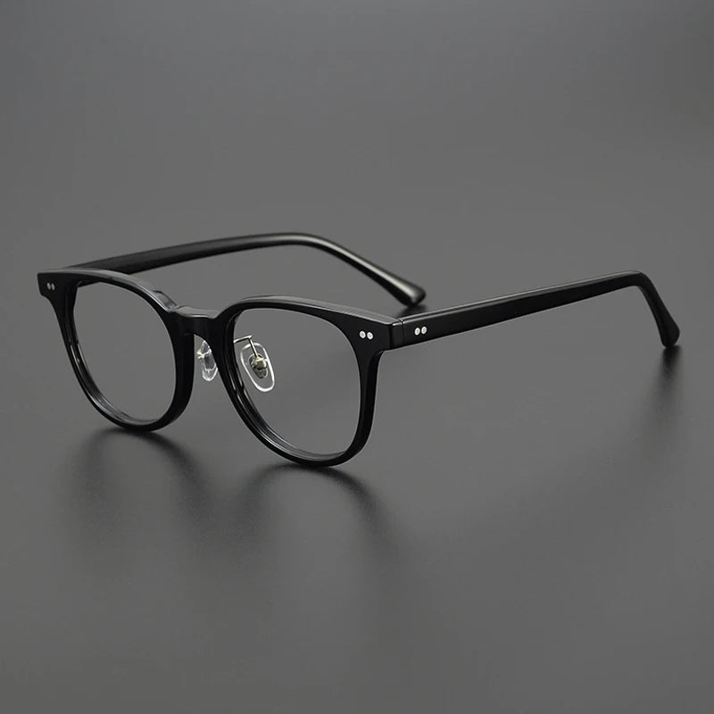 Acetate Crystal Green Round Prescription Eyeglasses | Stylish Retro Rx Glasses – CINILY UK - Black