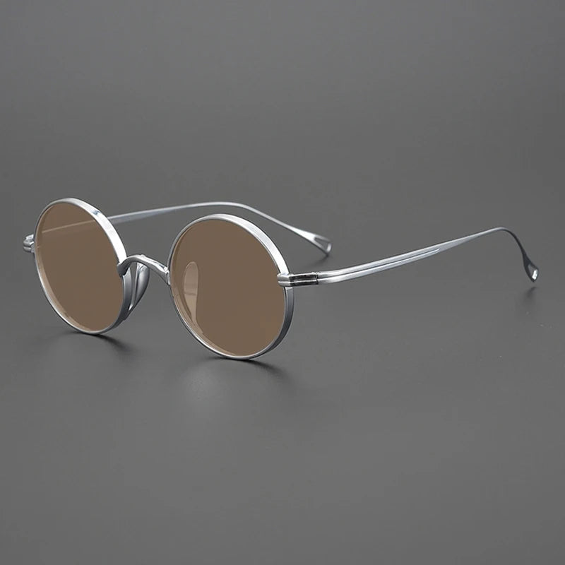 Ultra-Light Pure Titanium Polarised Vintage Small Round Sunglasses - silver