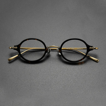 Ultra-Light Acetate and Titanium Retro Round Small Optical Glasses Frame lens detail