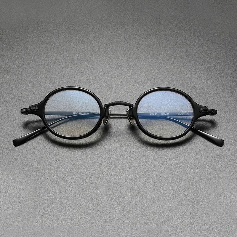 Ultra-Light Acetate and Titanium Retro Round Small Optical Glasses Frame