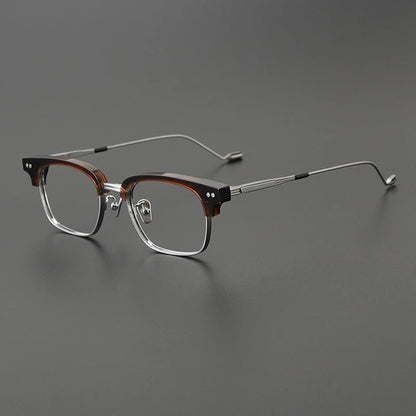 Korean Titanium Acetate Browline Square Eyeglasses