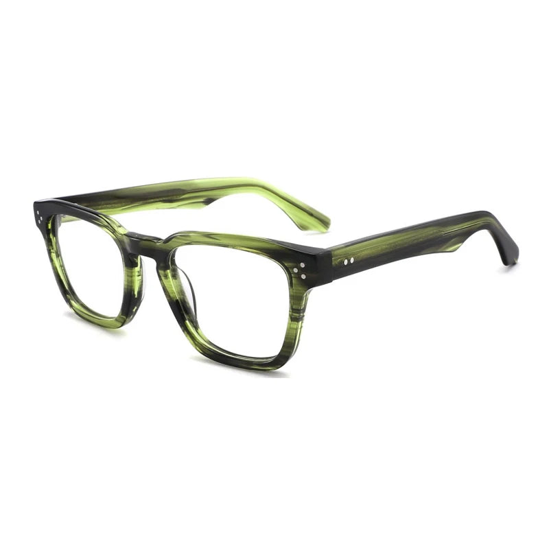 Vintage Handmade Square Acetate Glasses Frame Lightweight - Green
