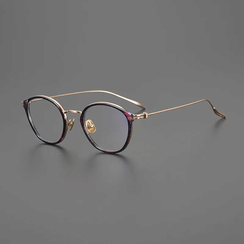 Titanium Retro Round Prescription Eyeglasses | Ultra-Light Designer Rx Glasses – CINILY UK - Purple