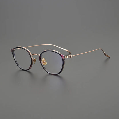 Titanium Retro Round Prescription Eyeglasses | Ultra-Light Designer Rx Glasses – CINILY UK frame detail