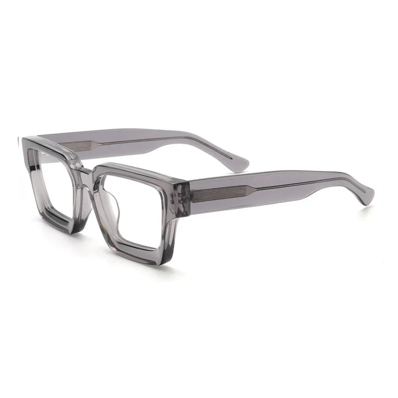 Vintage Thick Acetate Square Glasses Frame | Unisex - Gray