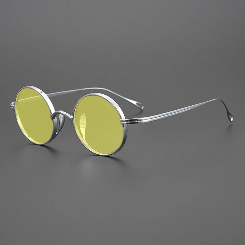 Ultra-Light Pure Titanium Polarised Vintage Small Round Sunglasses - silver