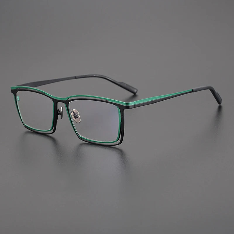 Titanium Electric Blue Square Prescription Eyeglasses | Bold Lightweight Rx Glasses – CINILY UK - Green