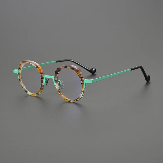 Titanium Colour-Accent Round Prescription Eyeglasses | Ultra-Light Designer Rx Glasses – CINILY UK