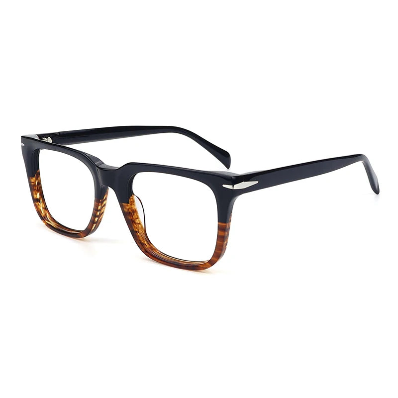 Two-Tone Acetate Eyeglasses Frame | Vintage Black/Tortoise - Stripe