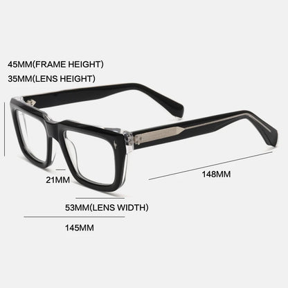 Vintage Thick Acetate Square Prescription Eyeglasses Frame frame detail