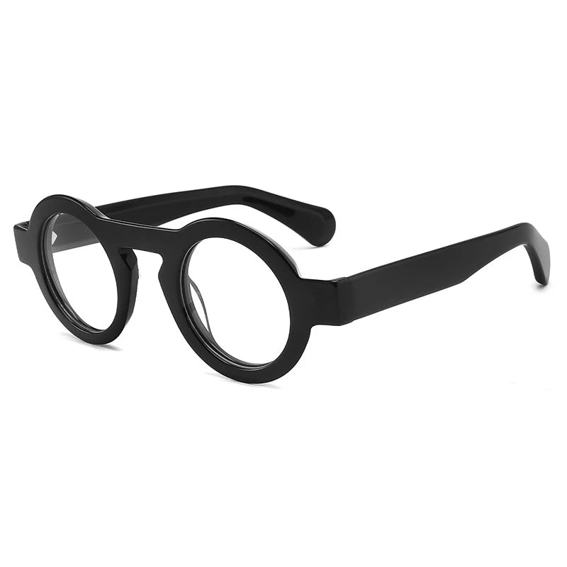 Handmade Acetate Round Prescription Glasses | Photochromic & Anti-Blue Light Options - Black