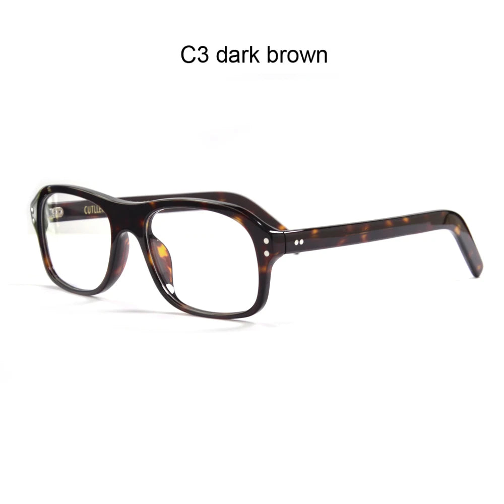 Retro Rectangle Acetate Glasses | Kingsman-Inspired Frame - Brown