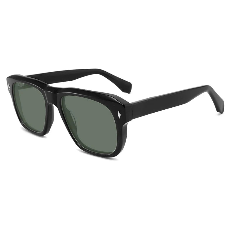 Vintage Polarised Acetate Sunglasses UV400 with a Larger Fit - Black