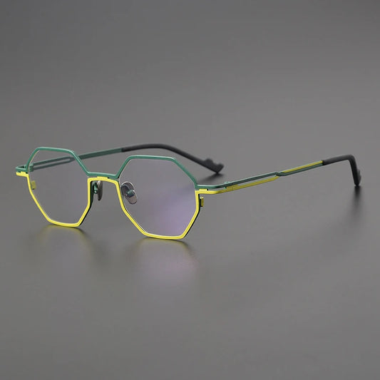 Titanium Matte Blue Geometric Prescription Eyeglasses | Ultra-Light Optical Frame for Rx Lenses – CINILY UK