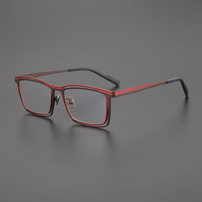 Titanium Electric Blue Square Prescription Eyeglasses | Bold Lightweight Rx Glasses – CINILY UK lens detail