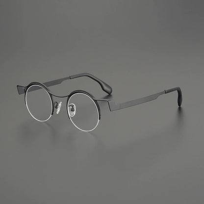 Titanium Artistic Round Prescription Eyeglasses | Colourful Lightweight Rx Glasses – CINILY UK lens detail