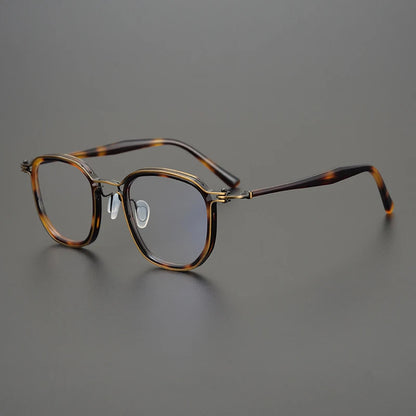 Titanium Acetate Patchwork Square Prescription Eyeglasses | Retro Optical Frame for Rx Lenses – CINILY UK side view