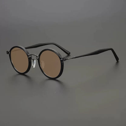 Vintage Round Polarised Sunglasses UV400 with Titanium Detail additional product view