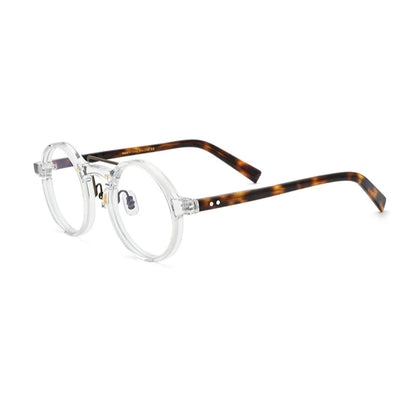 Acetate Mosaic Round Prescription Eyeglasses | Retro Optical Frame for Rx Lenses – CINILY UK frame detail