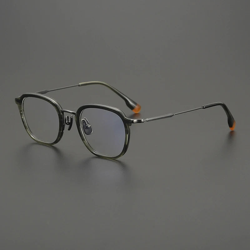 Titanium Tortoise Round Prescription Eyeglasses | Lightweight Optical Frame for Rx Lenses – CINILY UK - Olive Green