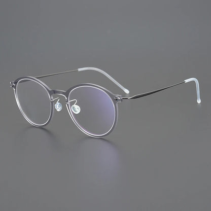 Titanium Transparent Round Eyeglasses | Ultra-Light Minimal Optical Frames – CINILY UK front view