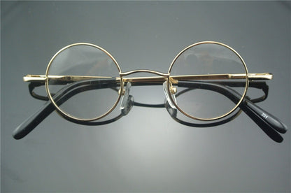 Vintage 38mm Small Round Metal Eyeglass Frames with Spring Hinges additional product view