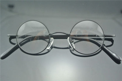 Vintage 38mm Small Round Metal Eyeglass Frames with Spring Hinges