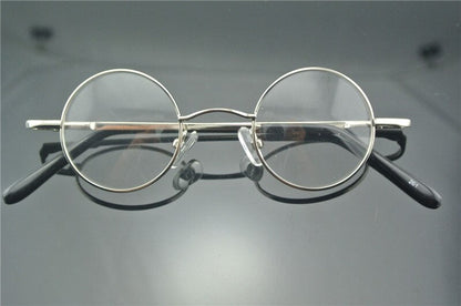 Vintage 38mm Small Round Metal Eyeglass Frames with Spring Hinges additional product view