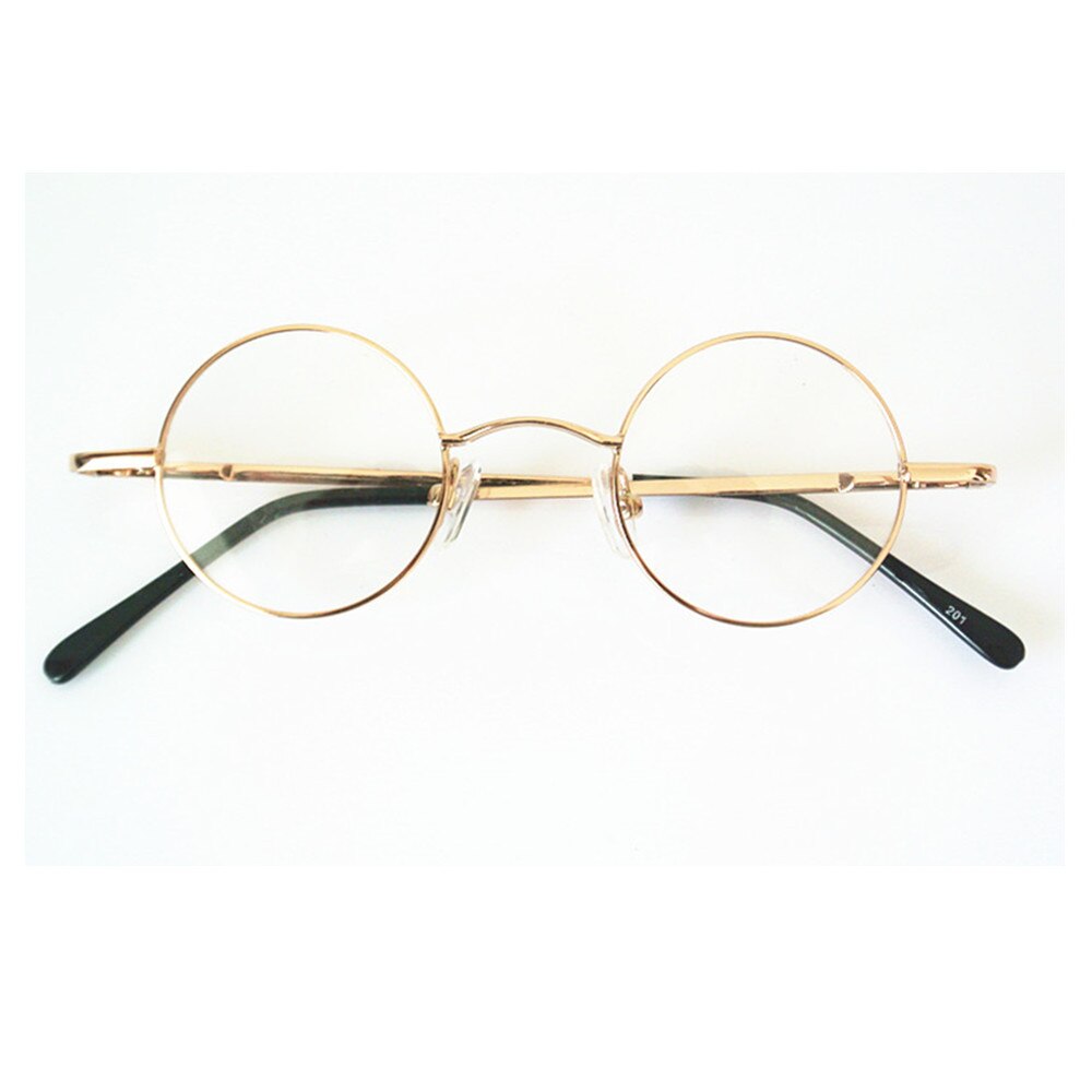 Vintage 38mm Small Round Metal Eyeglass Frames with Spring Hinges front view