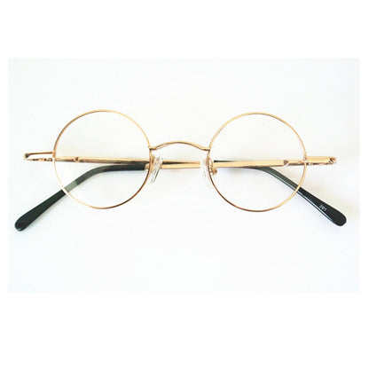 Vintage 38mm Small Round Metal Eyeglass Frames with Spring Hinges front view