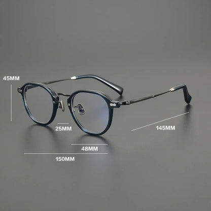 Titanium Marbled Round Prescription Eyeglasses | Ultra-Light Designer Rx Glasses – CINILY UK additional product view